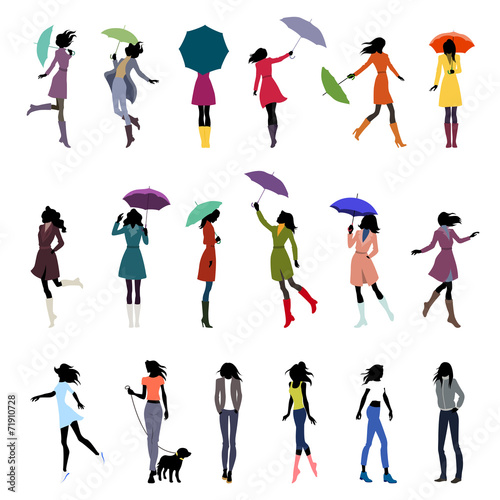 Set of color autumn women