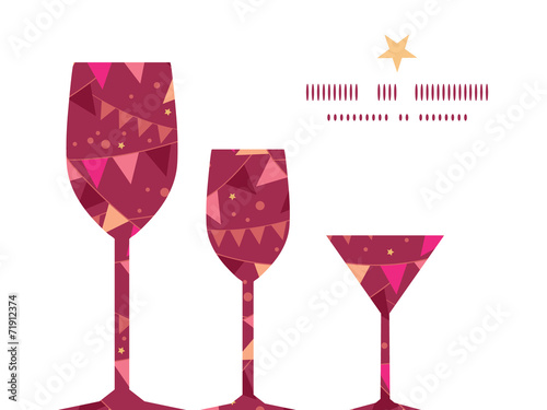 Vector christmas decorations flags three wine glasses