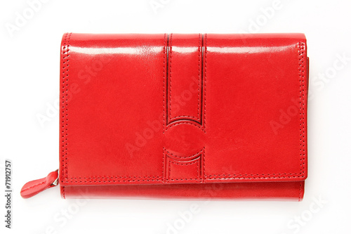 bright red purse isolated on white background 
