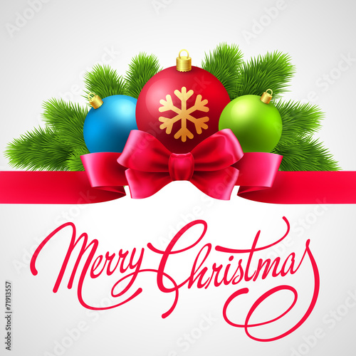 Merry Christmas  card with Vector Lettering