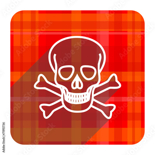 skull red flat icon isolated