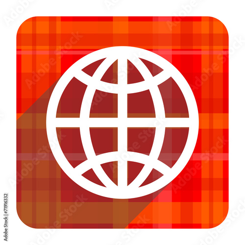 earth red flat icon isolated