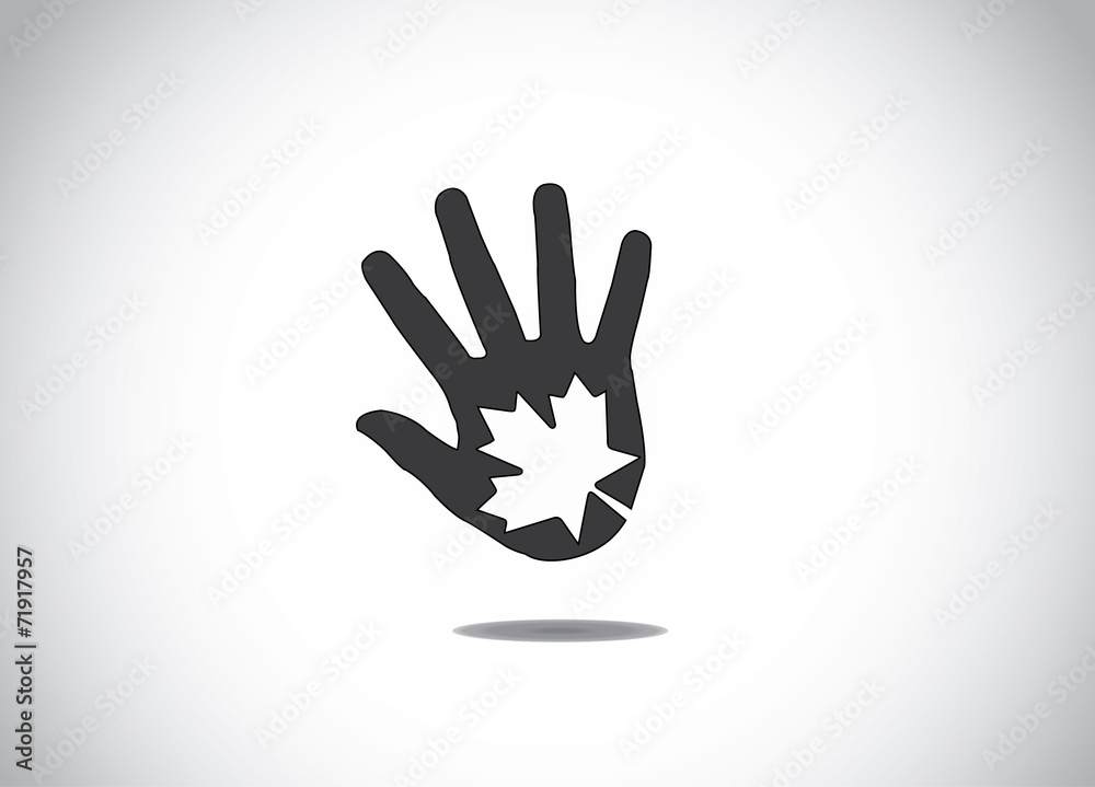 black human hand silhouette maple leaf symbol abstract art black human hand silhouette maple leaf symbol abstract art