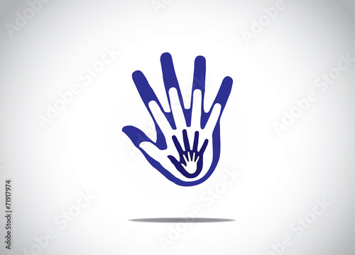 blue human hands family support team work children love concept