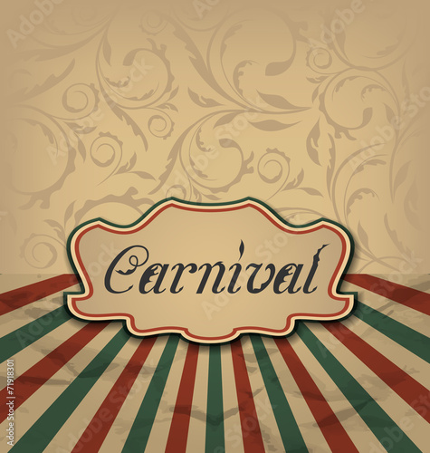 Vintage card with advertising header for carnival