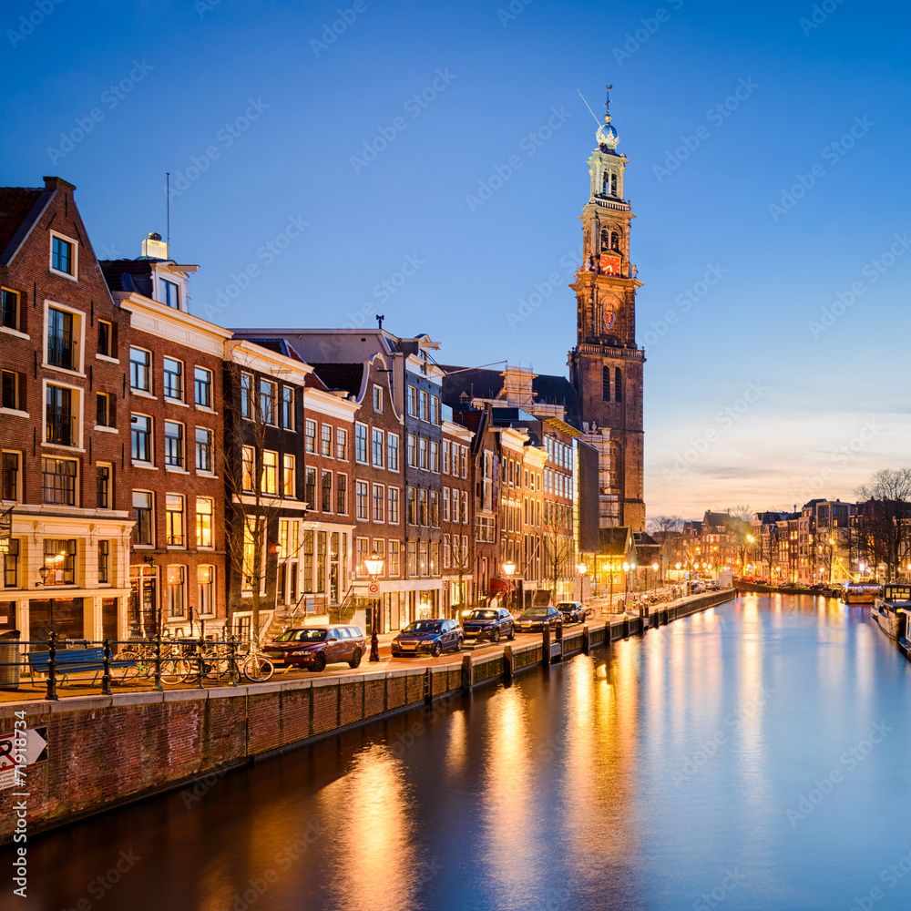 Fototapeta premium Amsterdam at night, Netherlands