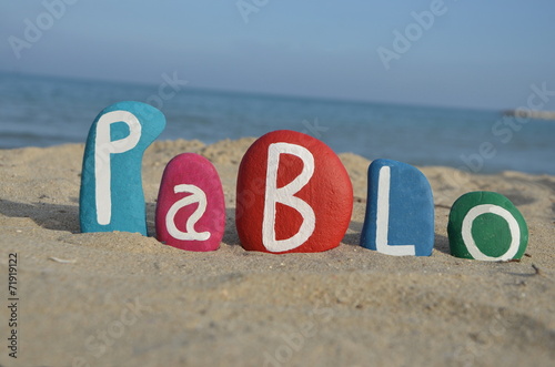 Pablo, masculine name on colored stone letters