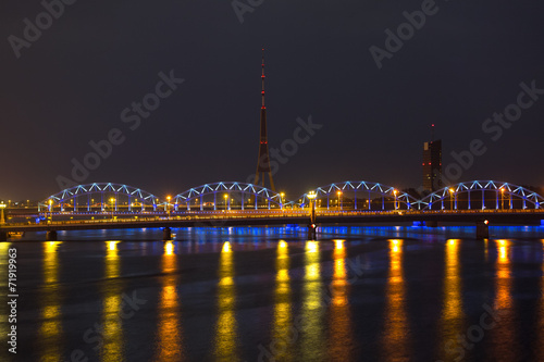 Night lights in Riga, Latvia