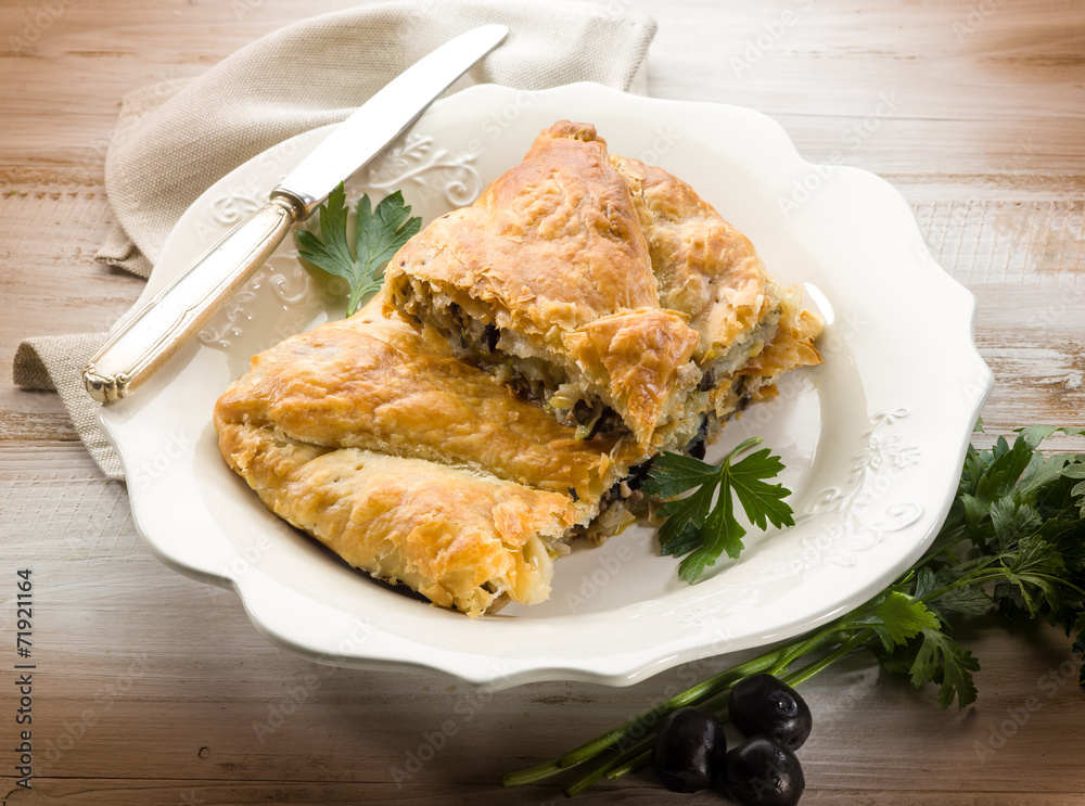 strudel stuffed with tuna and black olives strudel stuffed with tuna and black olives