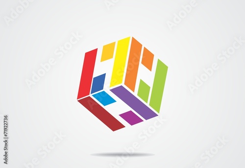 cube polygon geometry fullcolor logo vector