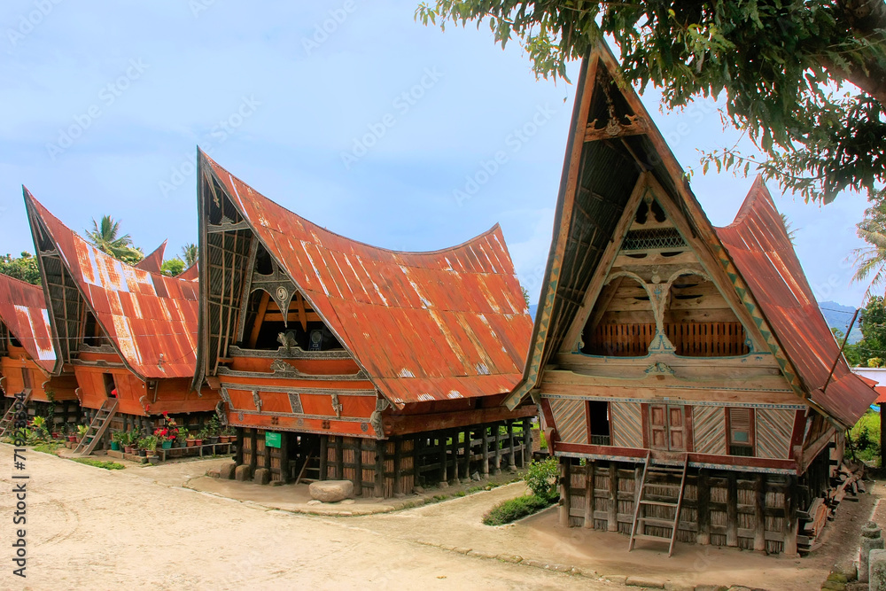 Traditional Batak houses on Samosir island, Sumatra, Indonesia