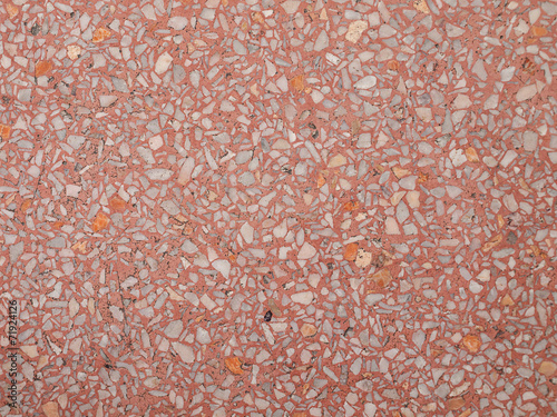 Red terrazzo floor.