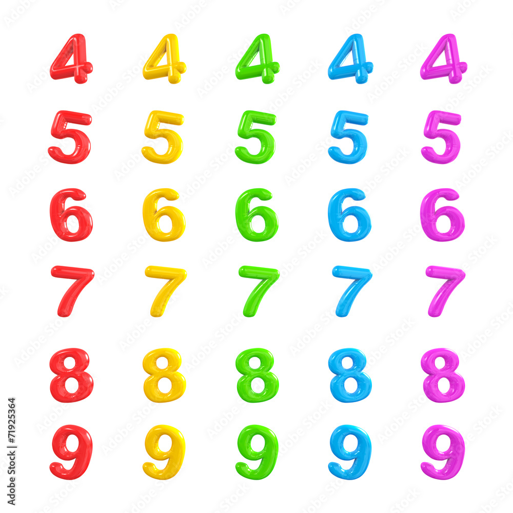 Multi coloured number Multi coloured number