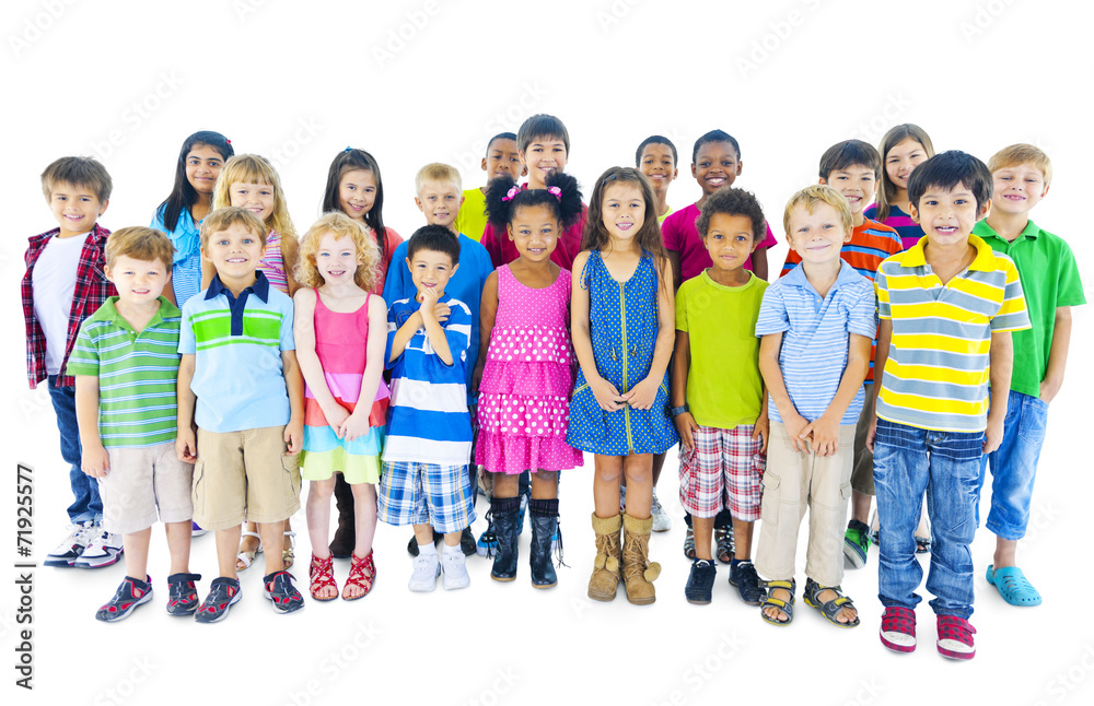 Fototapeta premium Group of children standing in line