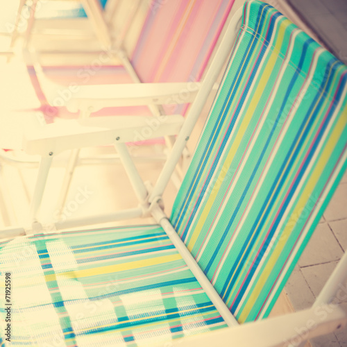 Vintage colorful beach chairs