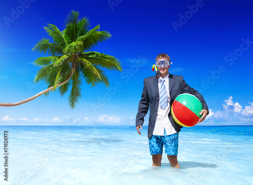 Funny Businessman Relaxing on Vacation