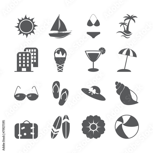 summer beach icon set, vector eps10