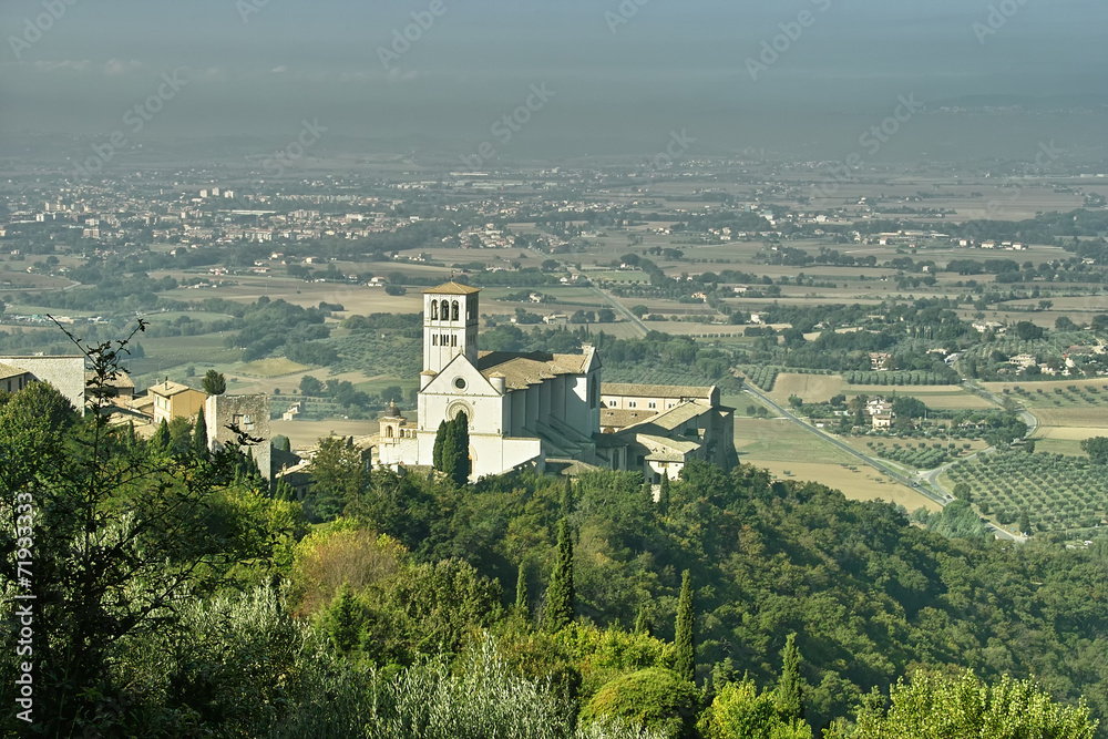Paesaggio con la basilica di San Francesco d'Assisi
