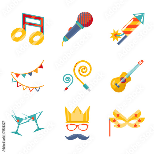 Modern trendy flat Isolated icons Gift, Party, Birthday set