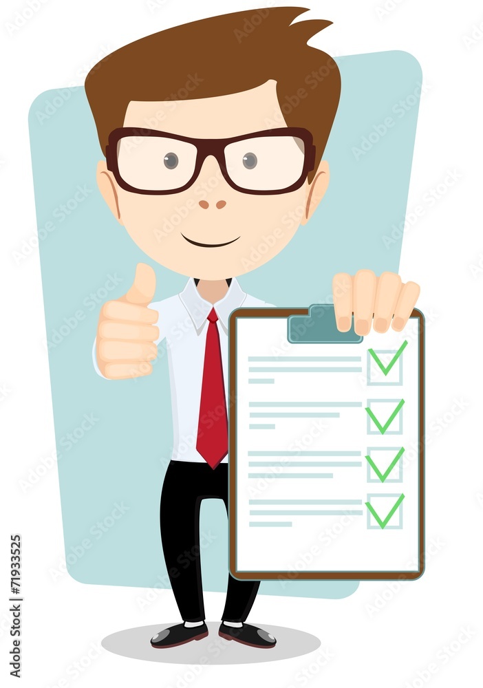 Young Man Holding a Paper With Green Flags, Vector