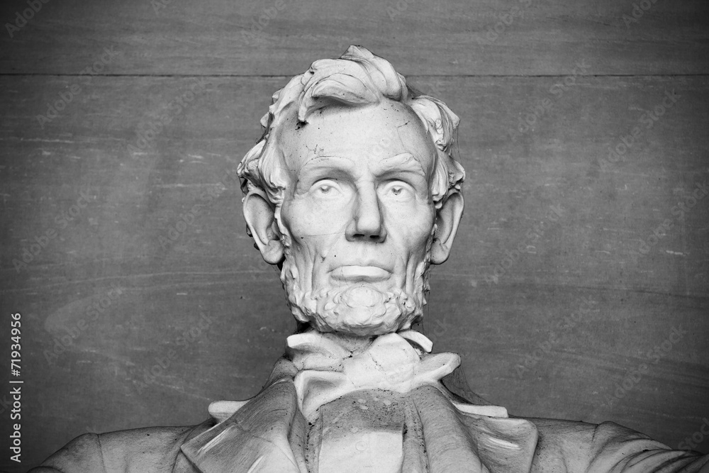 Close up of Abraham Lincoln, Lincoln memorial, Washington