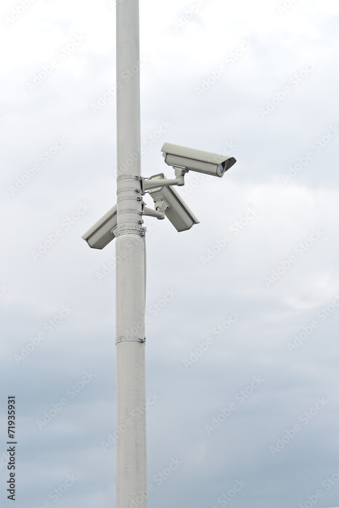 Security cameras on the post