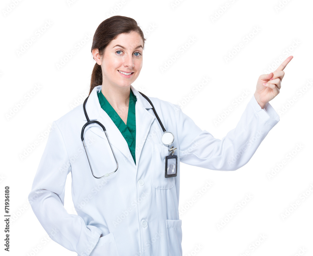 Doctor with finger point up Doctor with finger point up