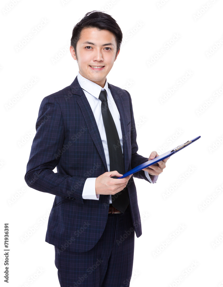 Businessman hold with clipboard