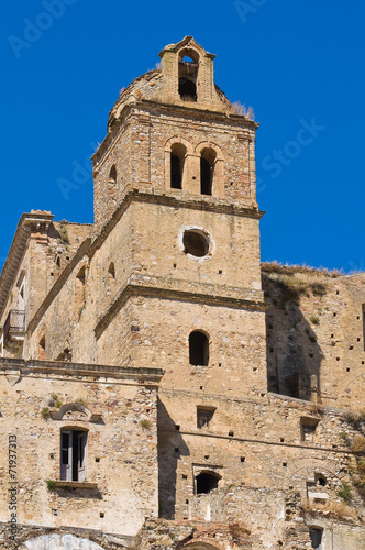 Panoramic view of Craco. Basilicata. Italy.