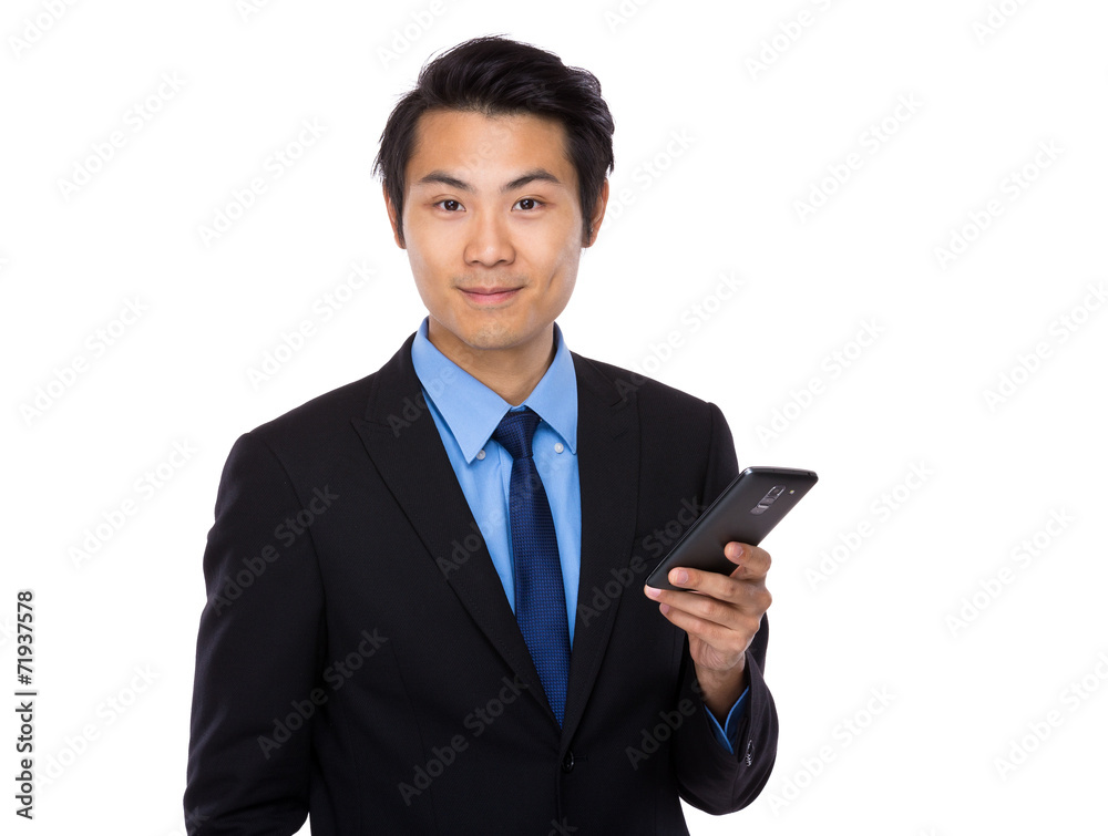 Businessman hold with mobile phone