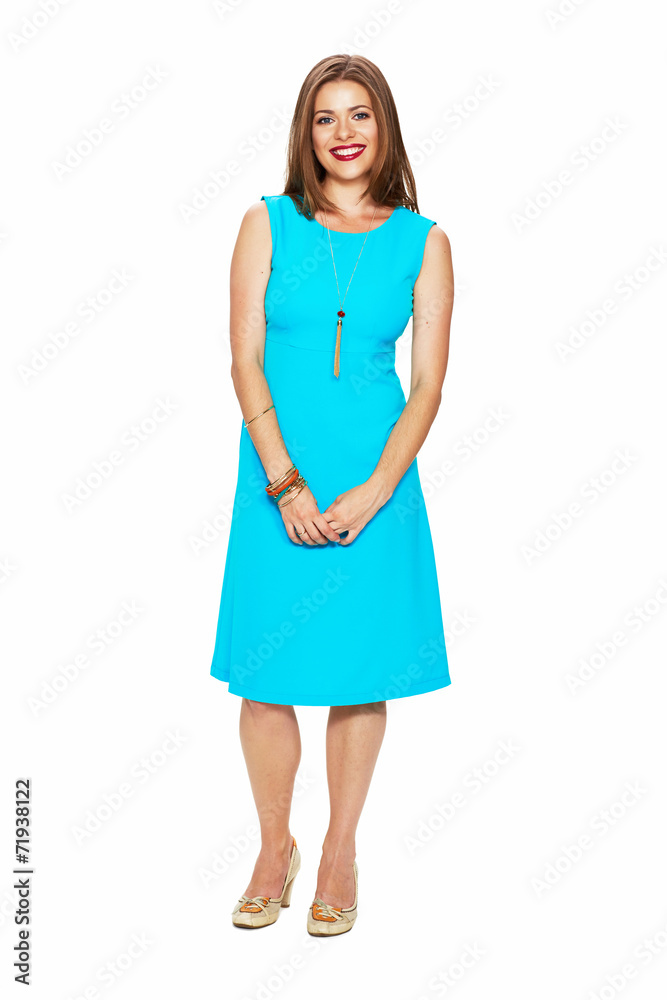 beautiful woman model in cocktail blue dress full body portrait beautiful woman model in cocktail blue dress full body portrait