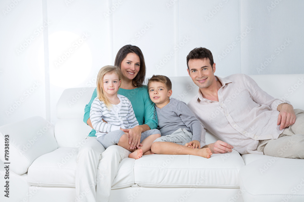 happy family group on white background