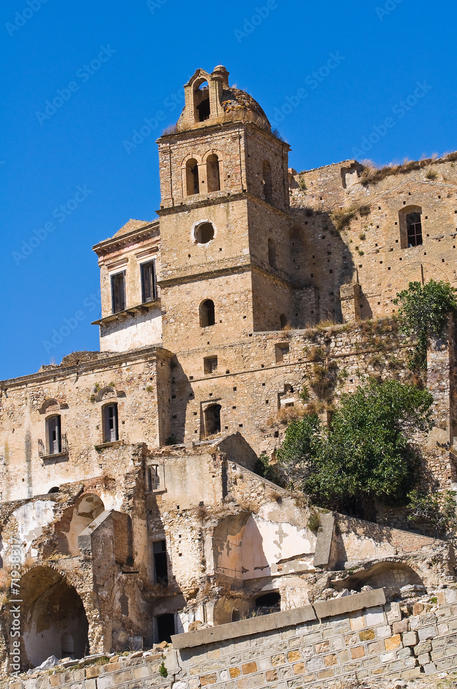 Panoramic view of Craco. Basilicata. Italy.