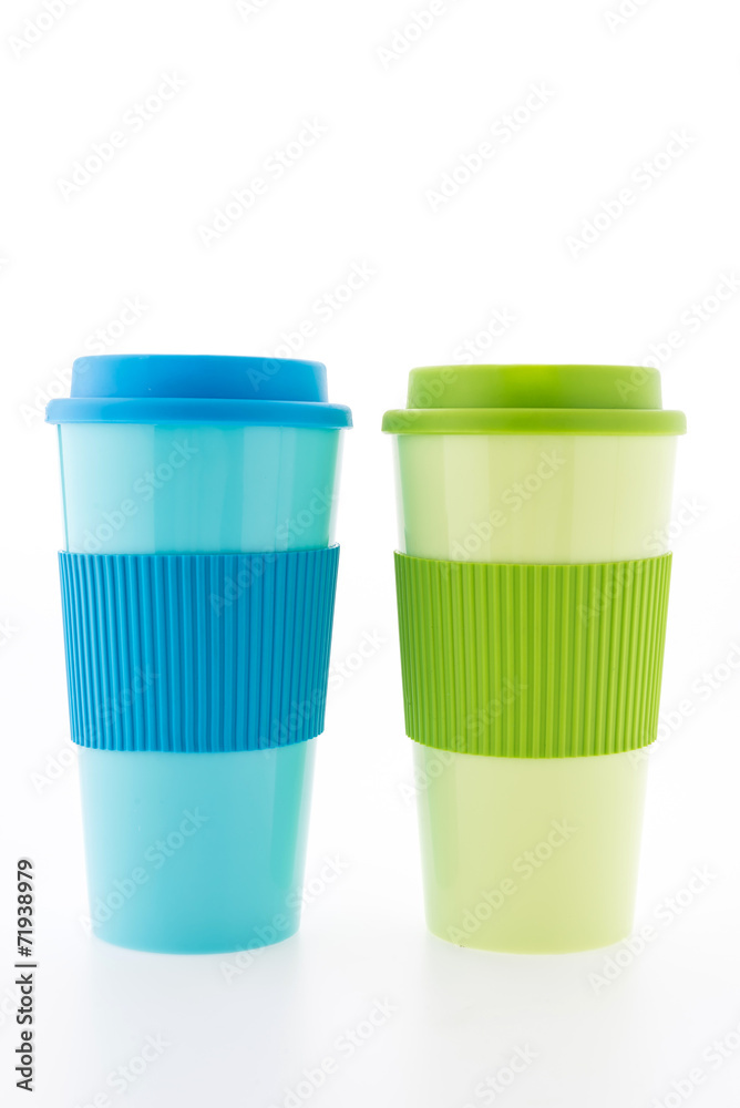 Plastic coffee mug isolated on white background Plastic coffee mug isolated on white background