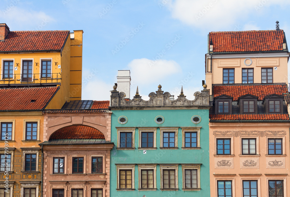 Facades of old houses, Warsaw