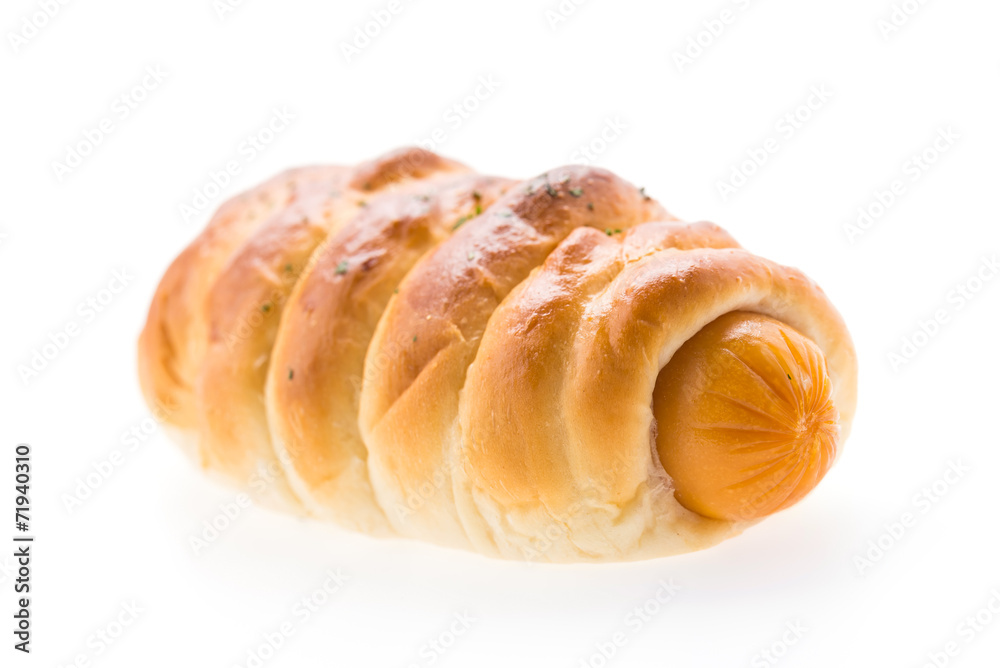 Sausage bread isolated on white Sausage bread isolated on white