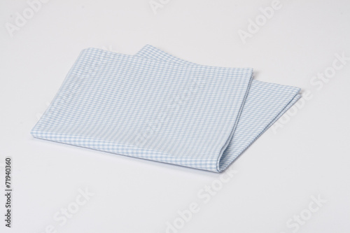 Folded Gingham Cotton Napkin On White Background