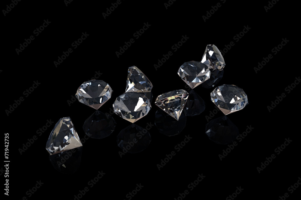 Diamonds on black background Diamonds on black background