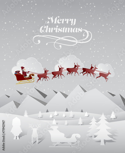 Christmas greeting message with flying santa