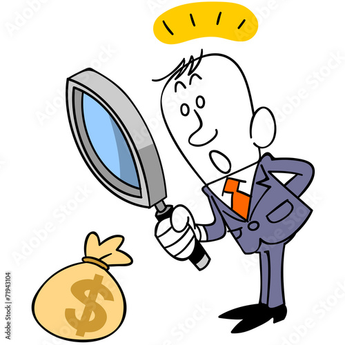 お金を見つけるビジネスマン