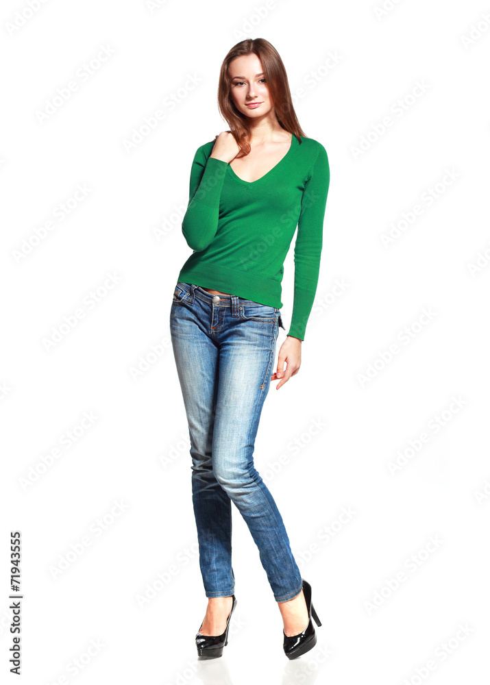 woman in blue jeans posing woman in blue jeans posing
