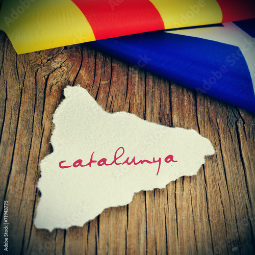 catalunya, catalonia written in catalan in a piece of paper in t