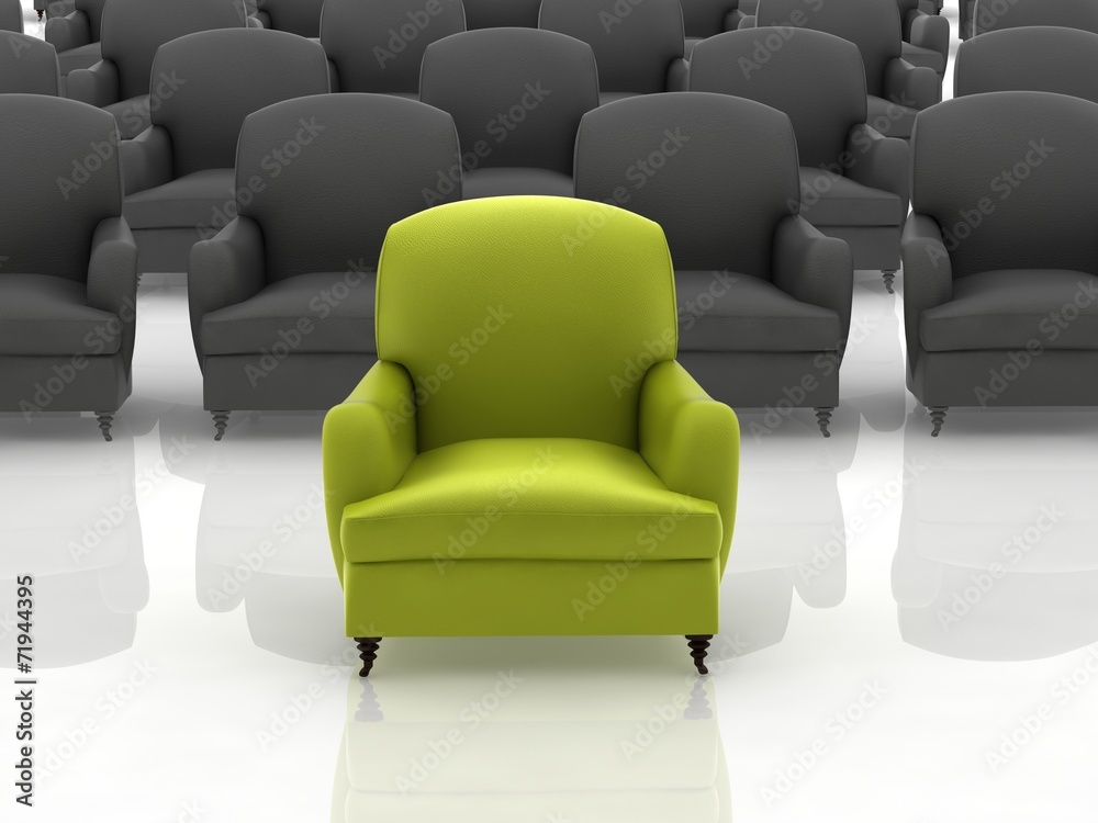 Obraz premium green leather sofa