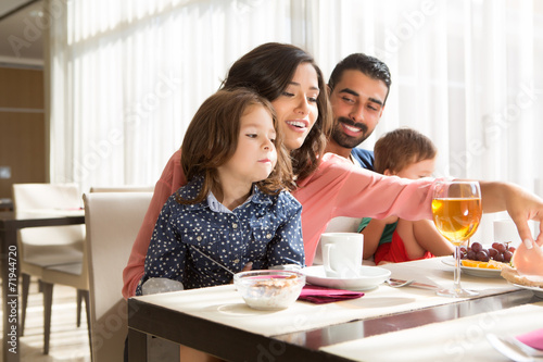 Family having breakfast