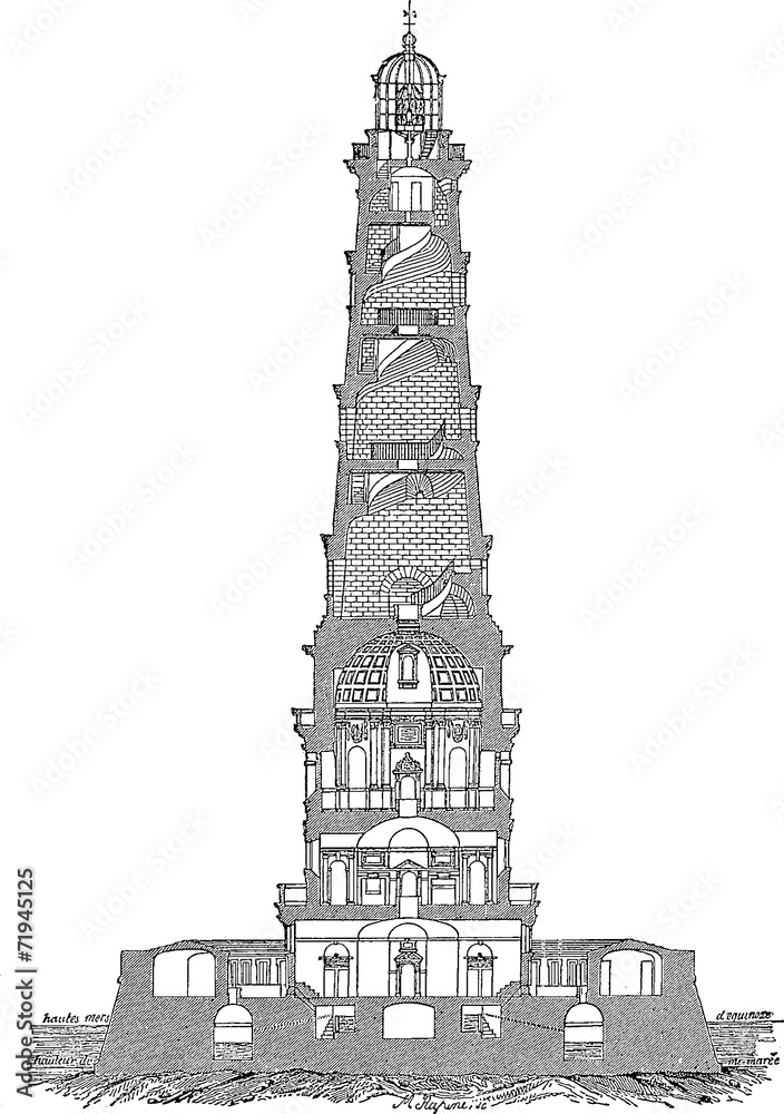 Vintage illustration lighthouse plan