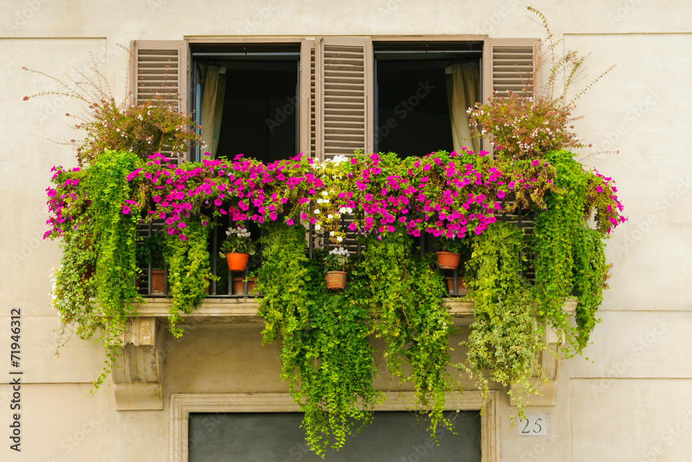 green flowery balcony