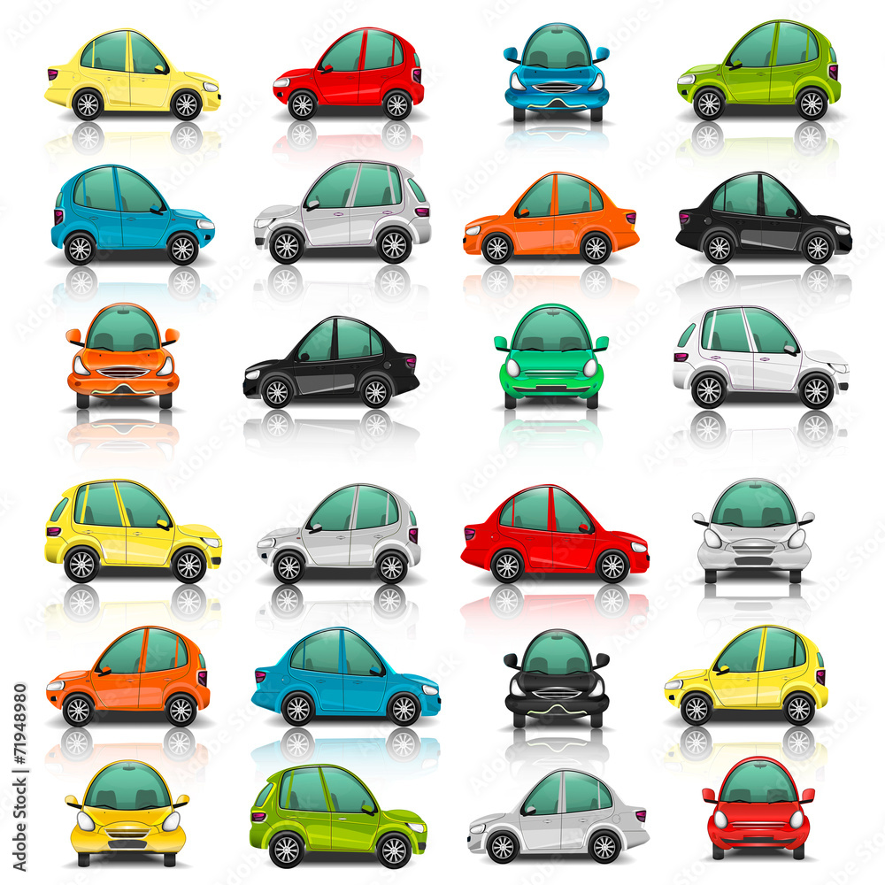 Set of car side and front view vector
