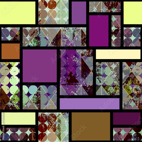  Geometric pattern with grunge elements.