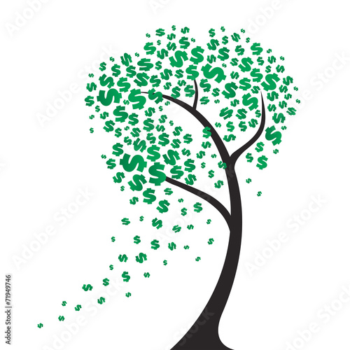 Money tree made of dollars, a concept vector illustration