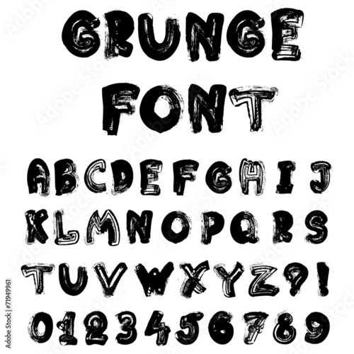 English alphabet in grunge style - coal imitation